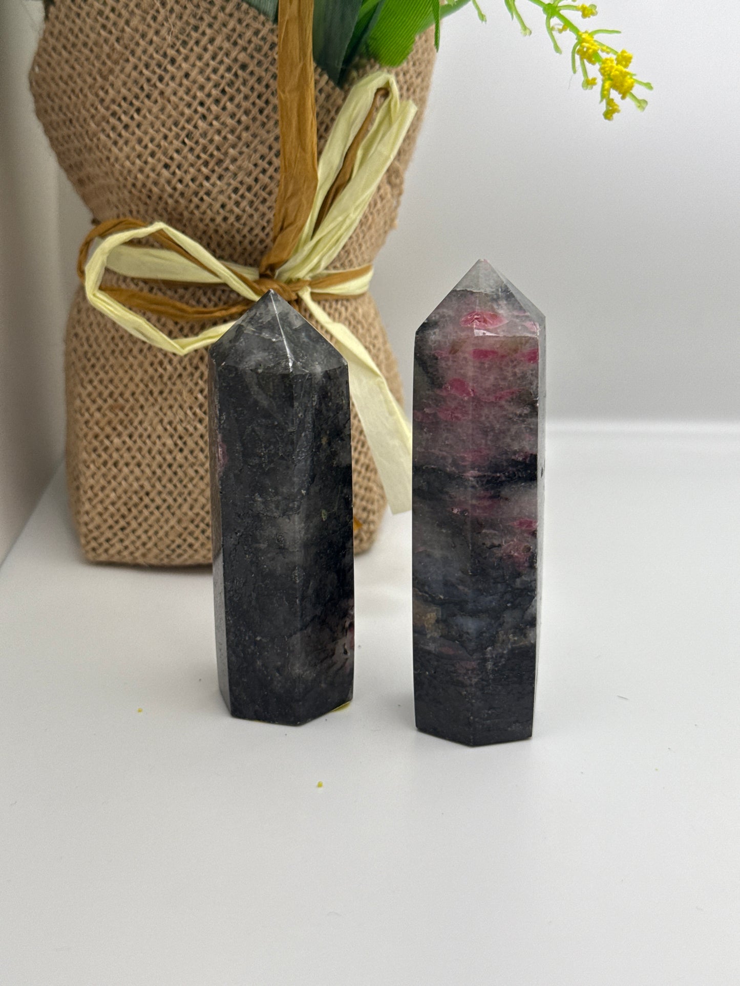 Pink and Black Tourmaline Tower