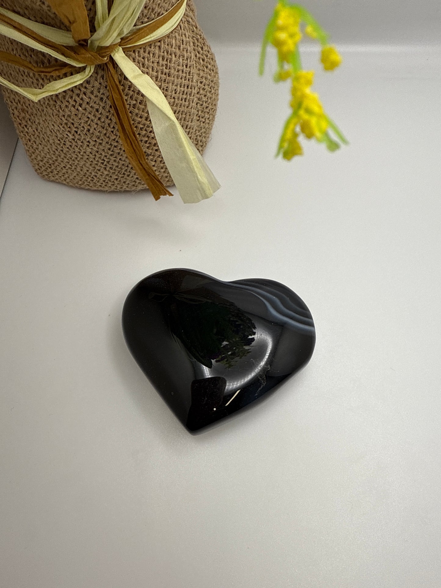 Black Onyx Heart Carving