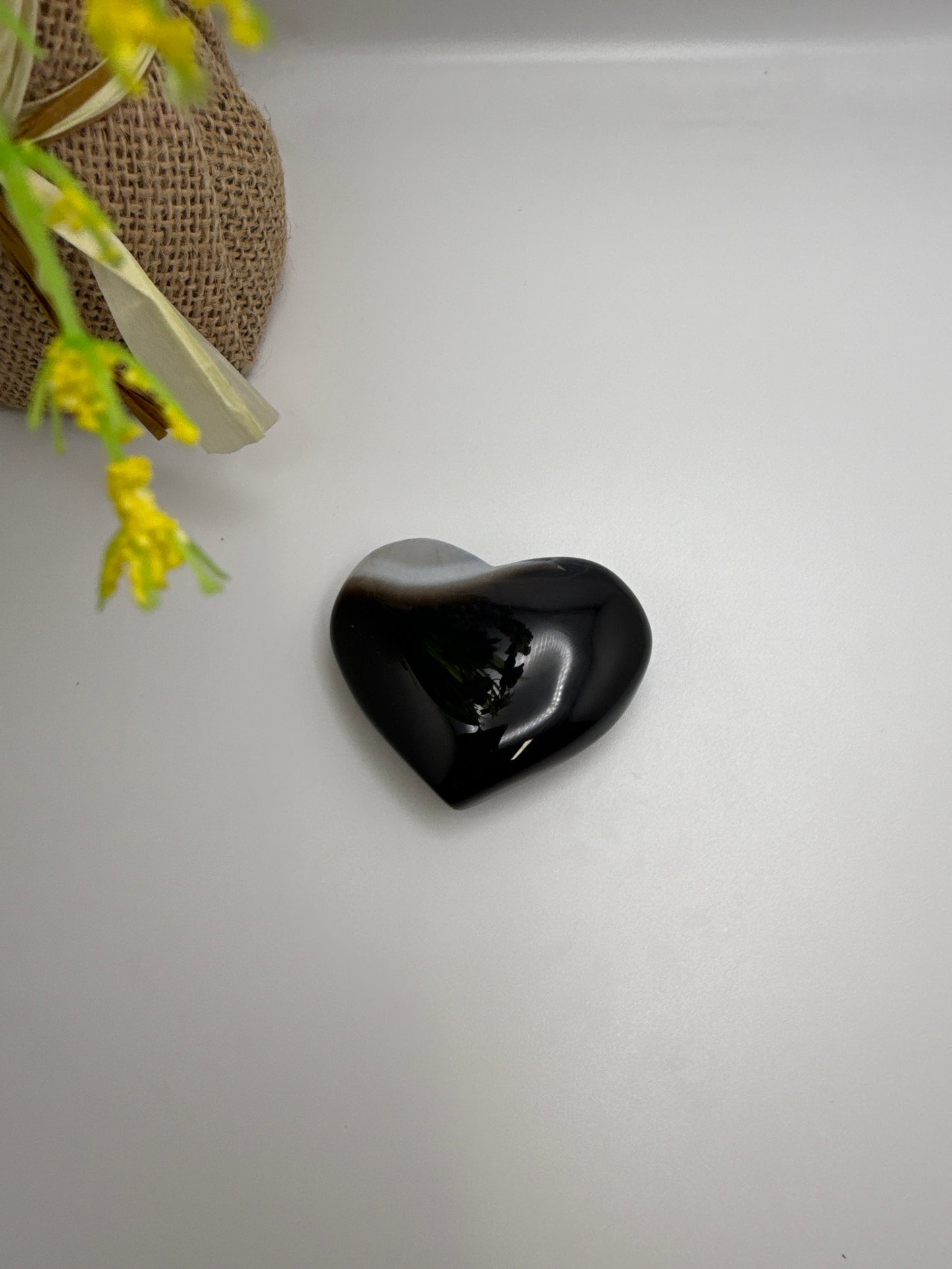 Black Onyx Heart Carving