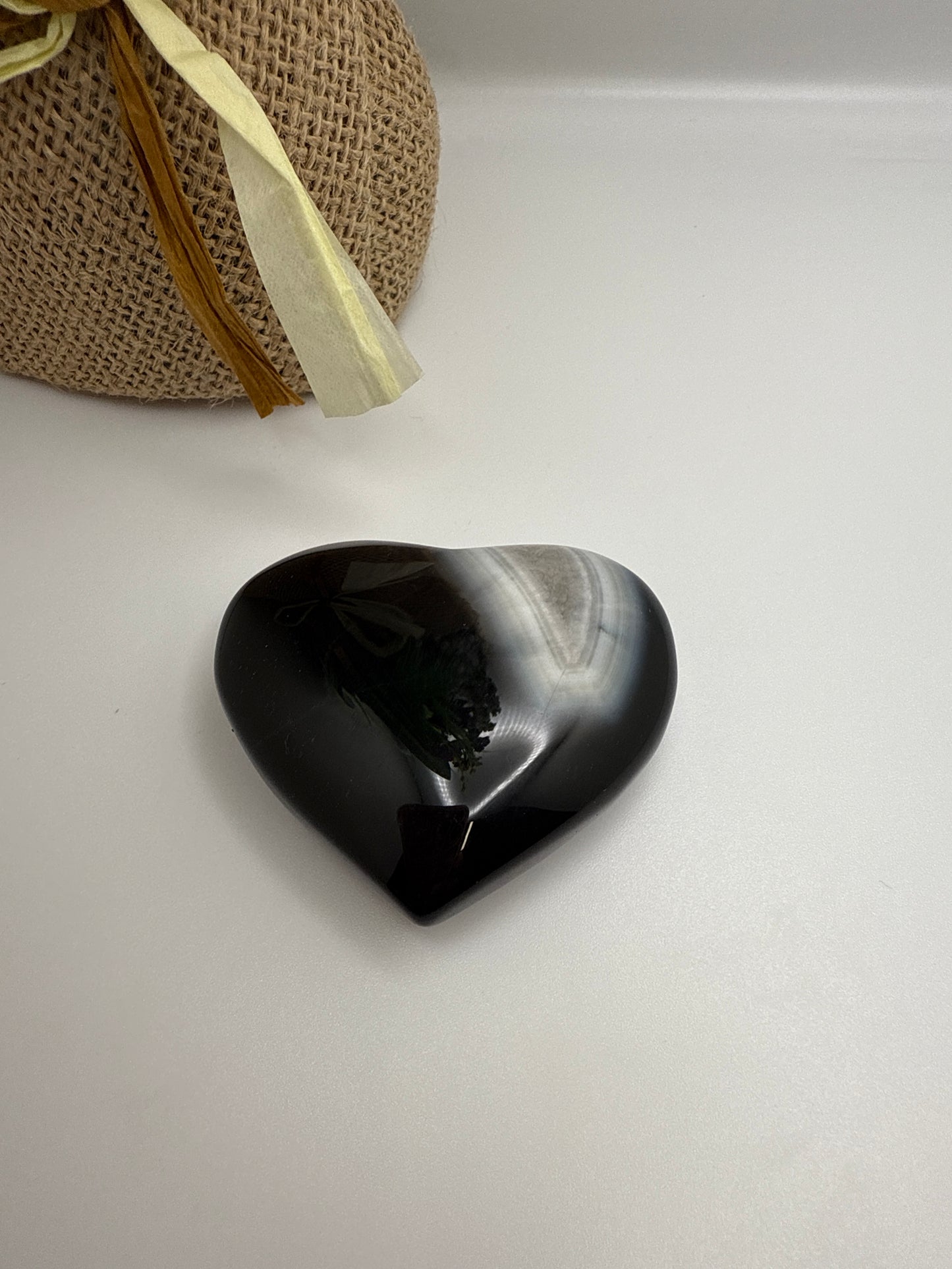 Black Onyx Heart Carving