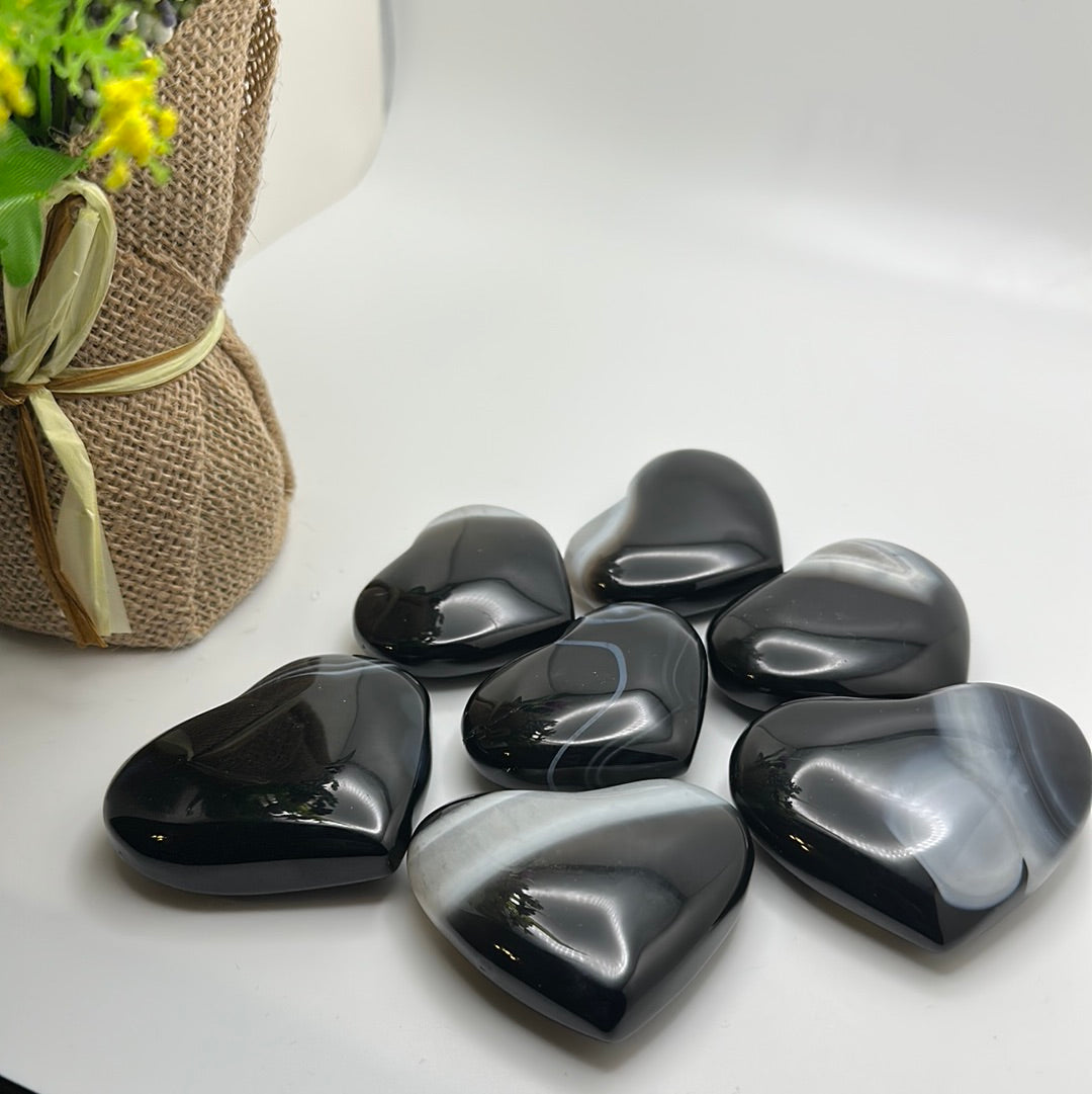 Black Onyx Heart Carving