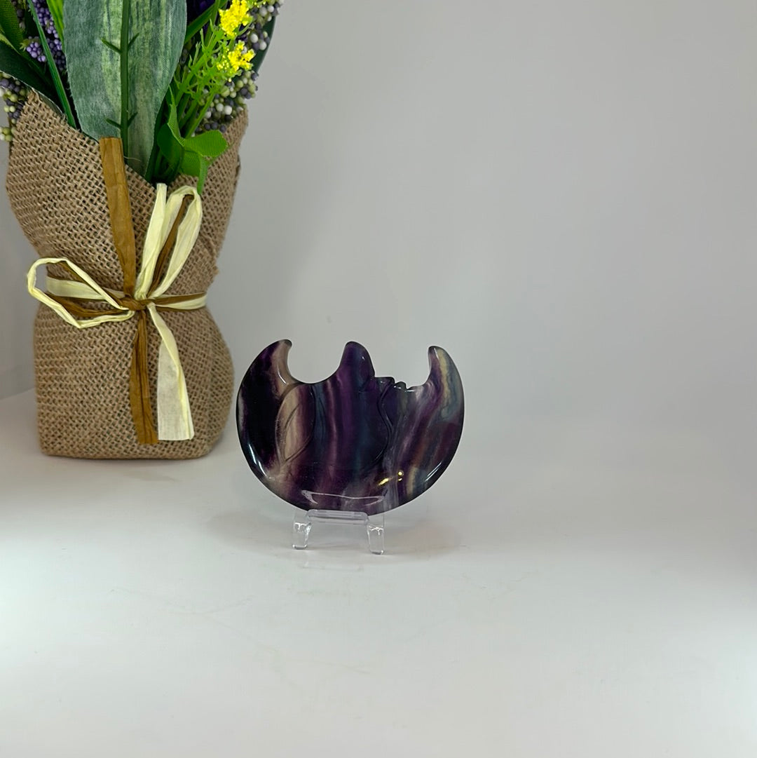Fluorite Moon Face Carving