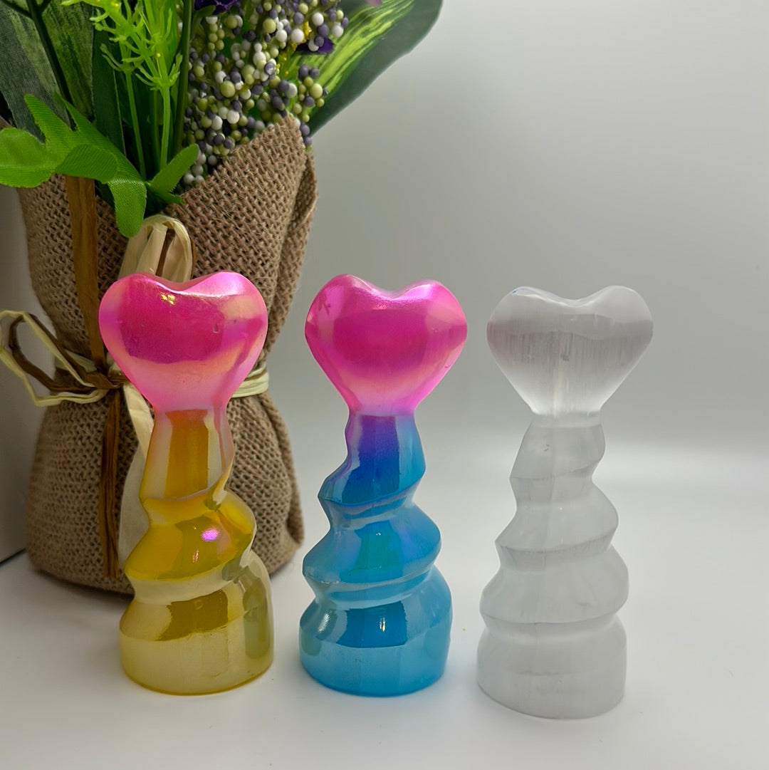 Selenite Unicorn Horn Carving