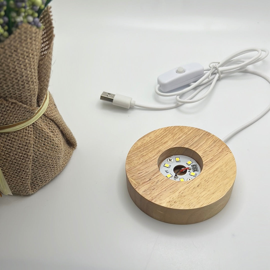 Medium Lighted Wooden Sphere Stand