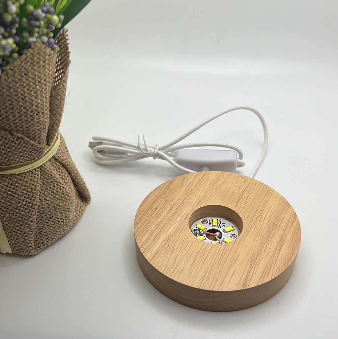 Large Lighted Wooden Sphere Stand