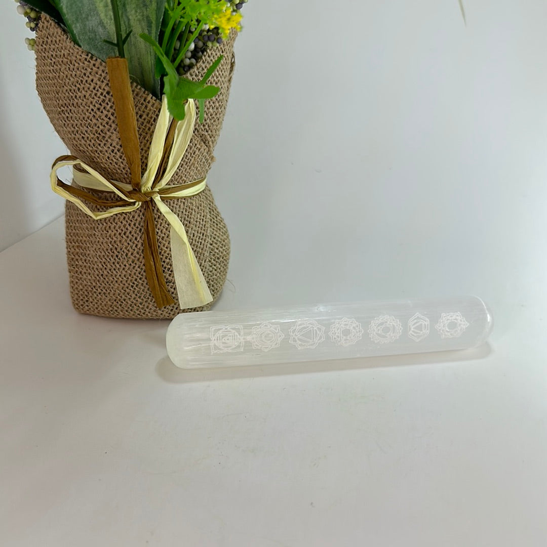 Selenite 7 Chakra Wand
