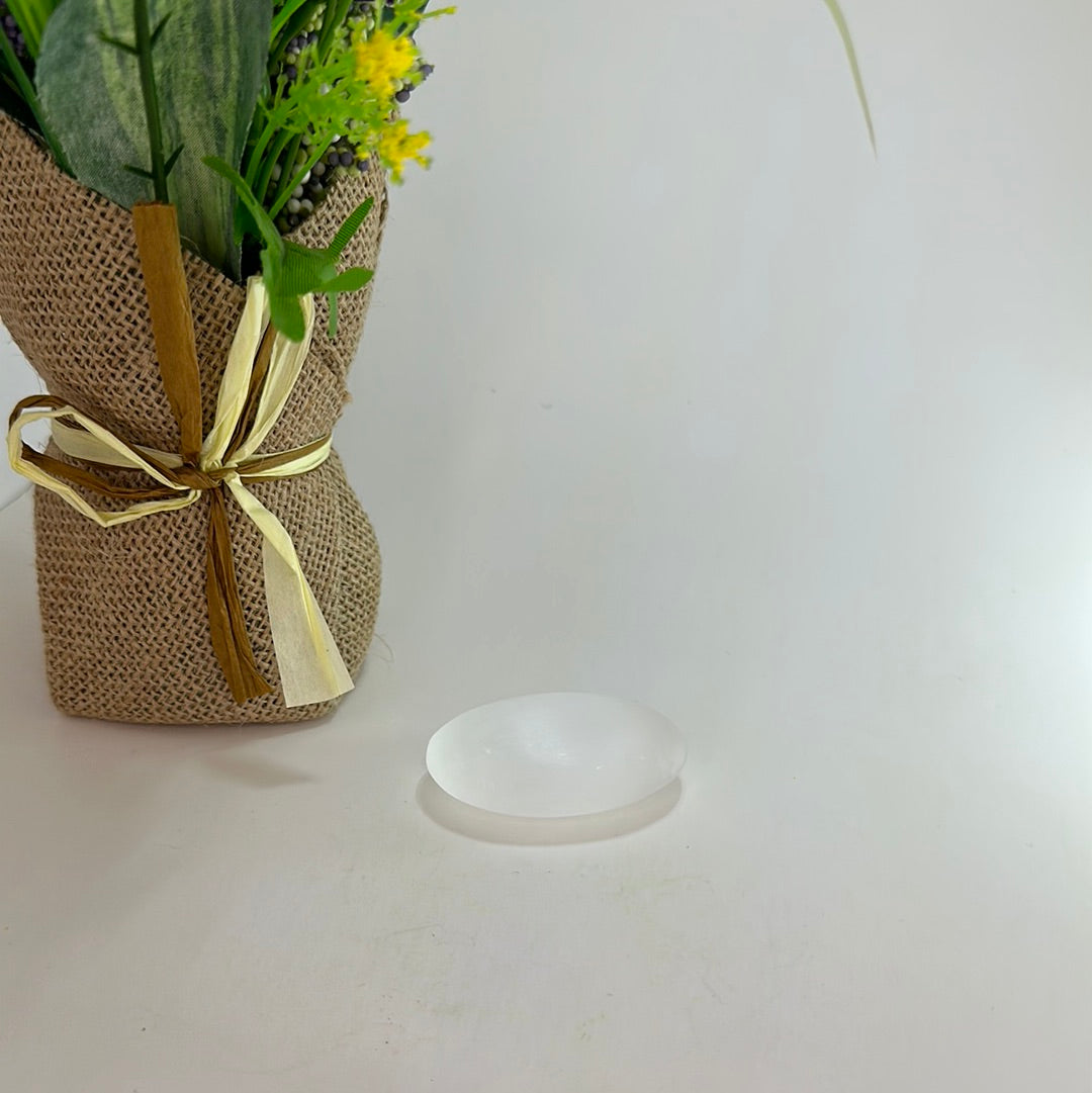 Selenite Palm Stone