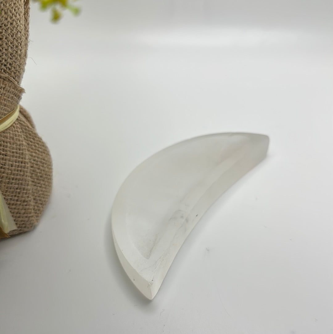 Selenite Half Moon Bowl