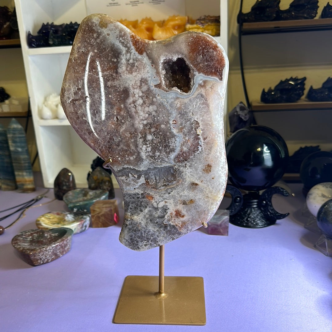 Pink Amethyst Slab with Stand