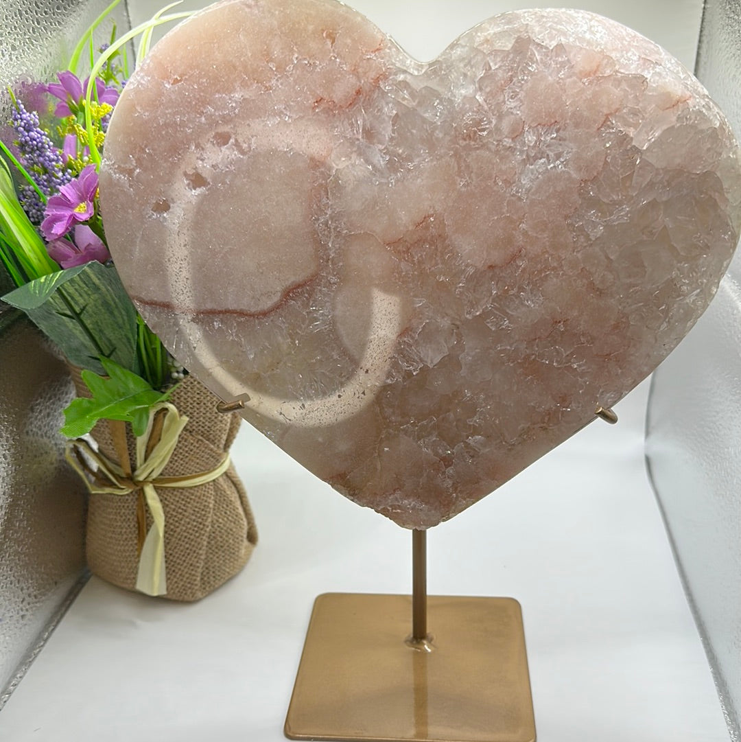 Pink Amethyst Heart with Stand