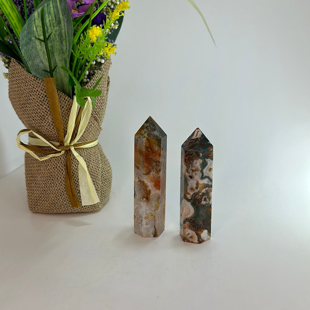 Red Moss Agate Tower