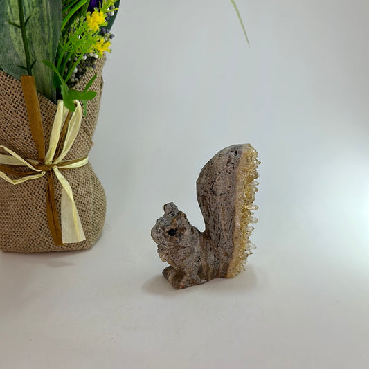 Quartz Squirrel Carving